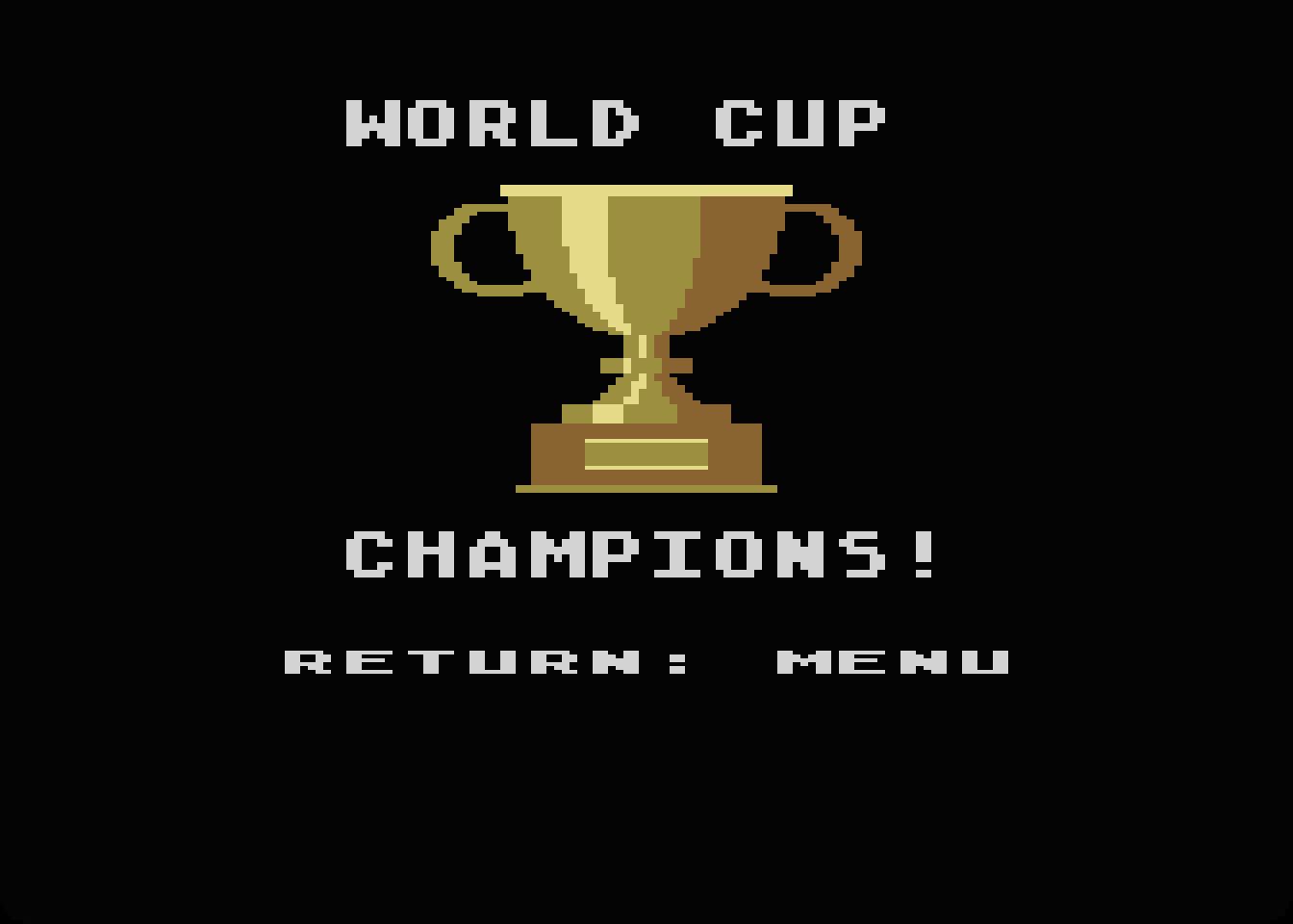 The champion screen of Taca Taca for Atari, with the golden cup