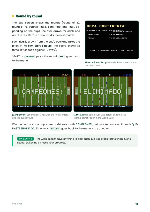 Atari manual page about cup mode